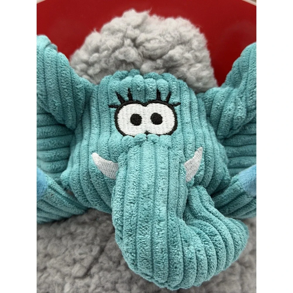 KONG Floofs Sherps Elephant Dog Toy Medium Squeaky Plush RSPF24 Grey Teal